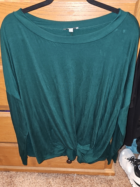 white birch Tops - white birch Deep Teal Twist-Front Long Sleeve Top